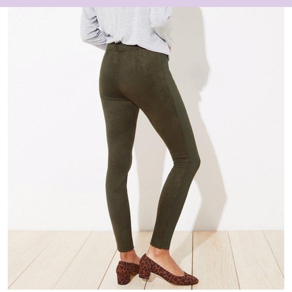 Loft skinny green pants with side zippers - Picture 3 of 4